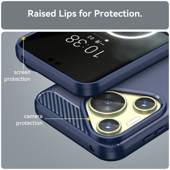 For Huawei Pura 70 Brushed Texture Carbon Fiber TPU Phone Case(Blue)