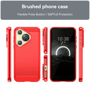 For Huawei Pura 70 Brushed Texture Carbon Fiber TPU Phone Case(Red)
