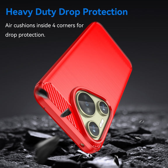 For Huawei Pura 70 Brushed Texture Carbon Fiber TPU Phone Case(Red)