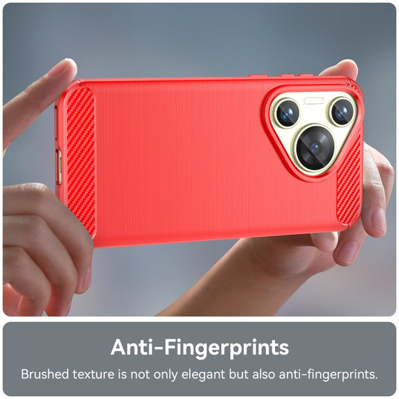For Huawei Pura 70 Brushed Texture Carbon Fiber TPU Phone Case(Red)