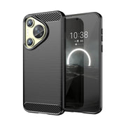 For Huawei Pura 70 Brushed Texture Carbon Fiber TPU Phone Case(Black)