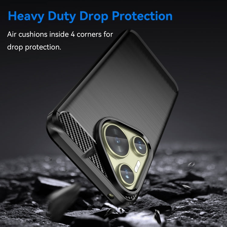 For Huawei Pura 70 Brushed Texture Carbon Fiber TPU Phone Case(Black)