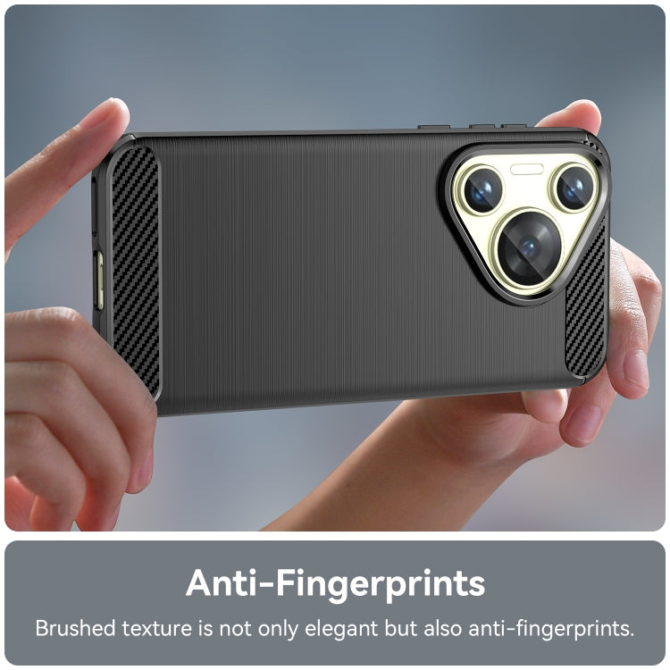For Huawei Pura 70 Brushed Texture Carbon Fiber TPU Phone Case(Black)