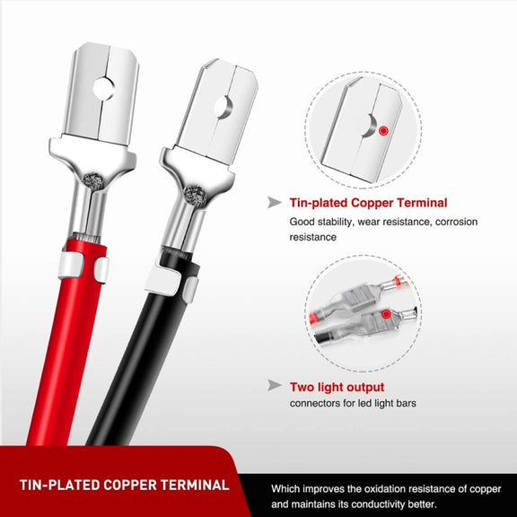 2pcs 16AWG For LED Lights / Off-Road Lights Car Wiring Harness Extension Cable Kit