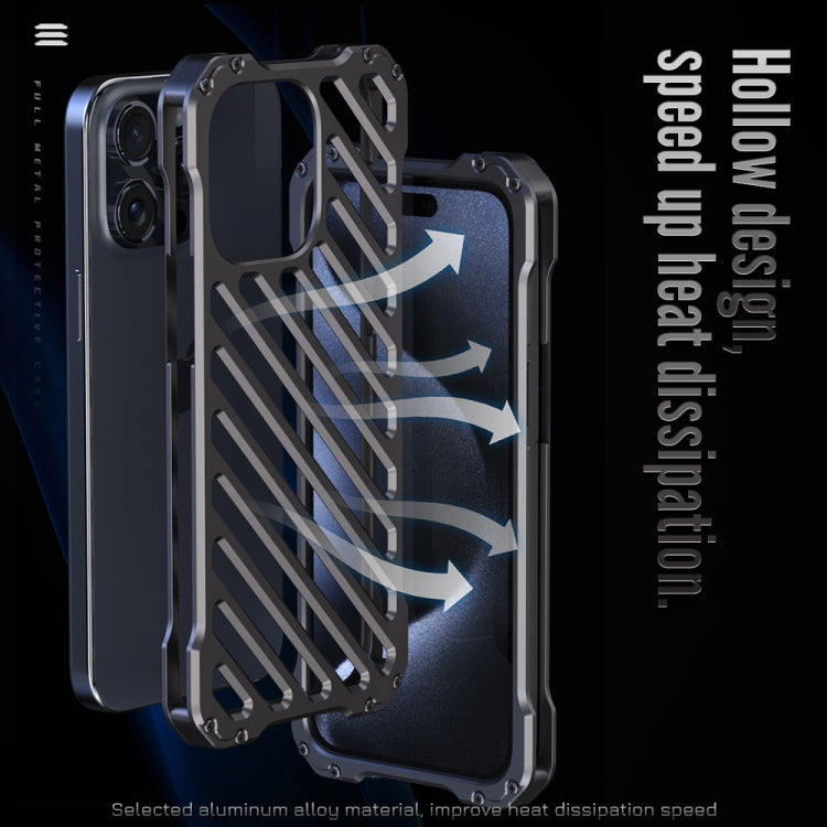 For iPhone 16 Pro R-JUST RJ-50 Hollow Breathable Armor Metal Phone Case(Space Grey)