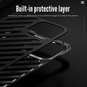 For iPhone 16 Pro Max R-JUST RJ-50 Hollow Breathable Armor Metal Phone Case(Space Grey)