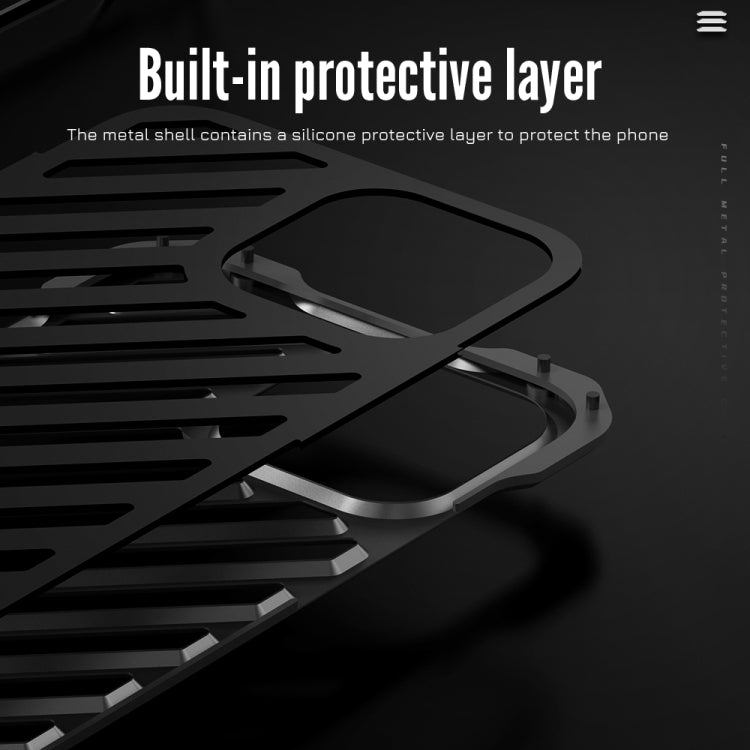 For iPhone 16 Pro Max R-JUST RJ-50 Hollow Breathable Armor Metal Phone Case(Space Grey)