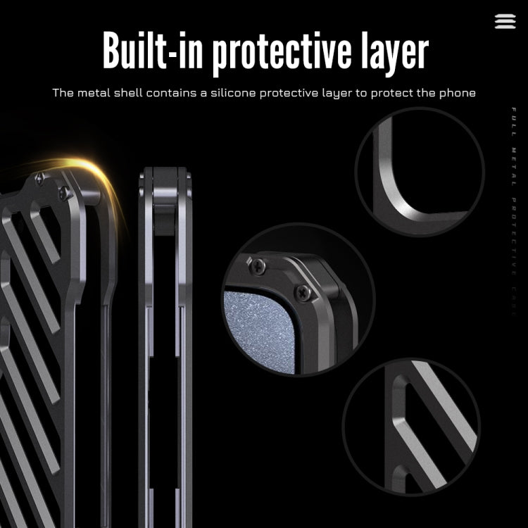 For iPhone 16 Pro R-JUST RJ-50 Hollow Breathable Armor Metal Phone Case(Space Grey)