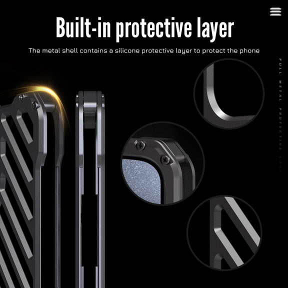 For iPhone 15 R-JUST RJ-50 Hollow Breathable Armor Metal Phone Case(Space Grey)