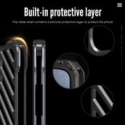 For iPhone 15 Pro R-JUST RJ-50 Hollow Breathable Armor Metal Phone Case(Space Grey)
