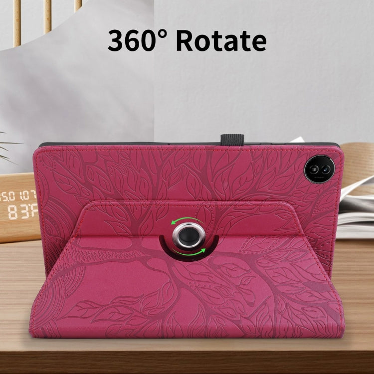 For Realme Pad 2 Tree Life Embossed Rotation Leather Tablet Case(Red)