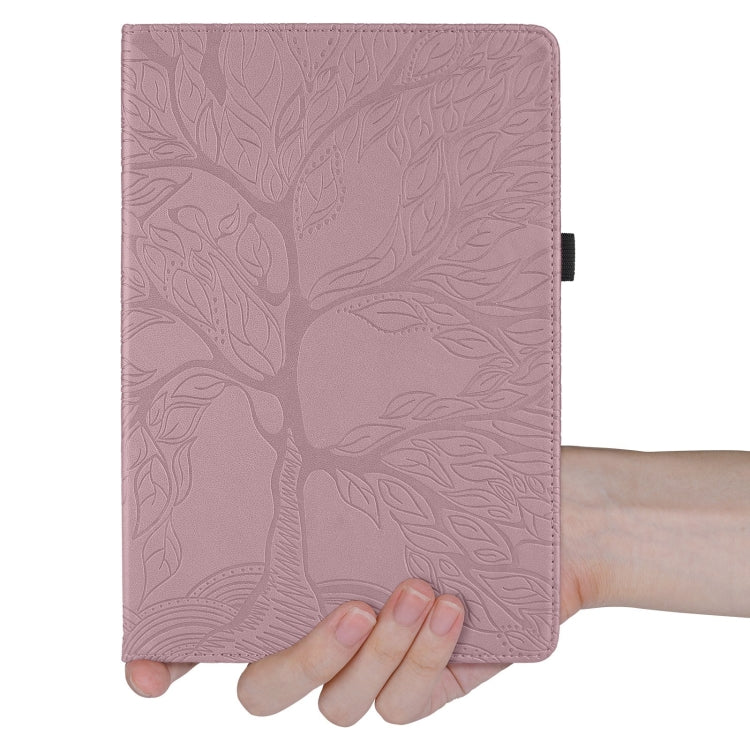For Realme Pad 2 Tree Life Embossed Rotation Leather Tablet Case(Rose Gold)
