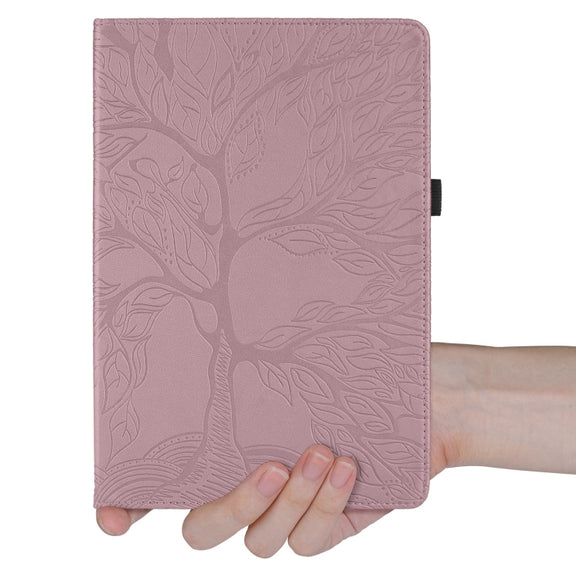 For Realme Pad 2 Tree Life Embossed Rotation Leather Tablet Case(Rose Gold)