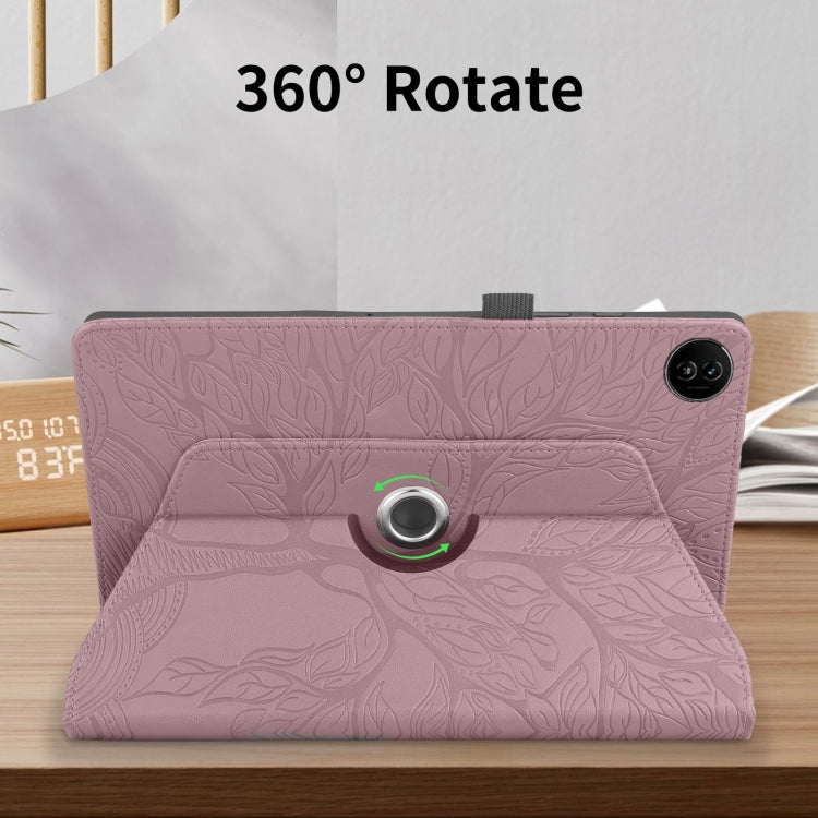 For Realme Pad 2 Tree Life Embossed Rotation Leather Tablet Case(Rose Gold)