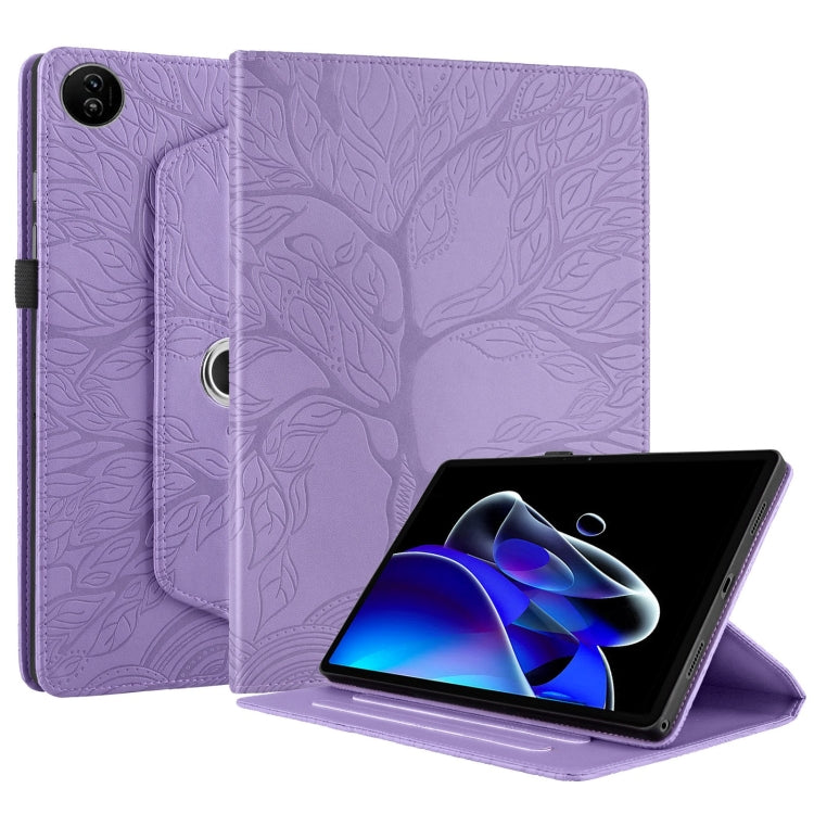 For Realme Pad 2 Tree Life Embossed Rotation Leather Tablet Case(Purple)