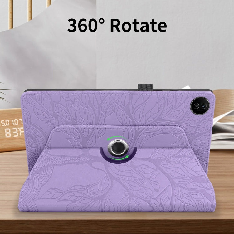 For Realme Pad 2 Tree Life Embossed Rotation Leather Tablet Case(Purple)