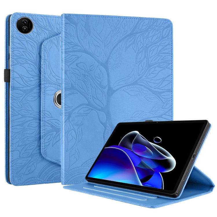 For Realme Pad 2 Tree Life Embossed Rotation Leather Tablet Case(Blue)