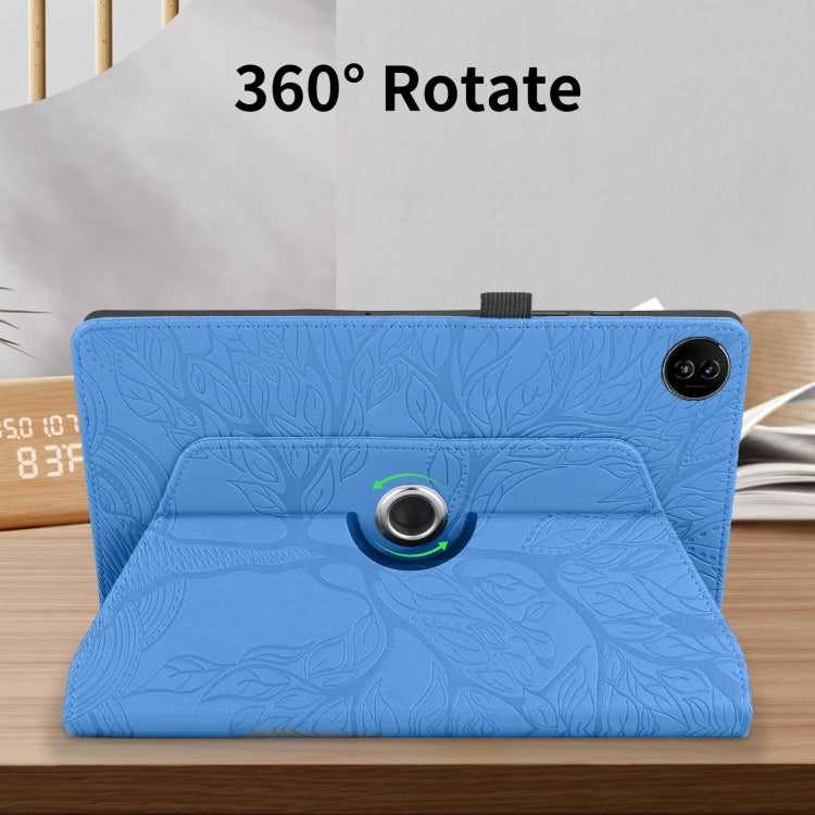 For Realme Pad 2 Tree Life Embossed Rotation Leather Tablet Case(Blue)