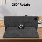 For Realme Pad 2 Tree Life Embossed Rotation Leather Tablet Case(Black)
