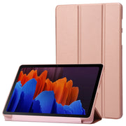For Samsung Galaxy Tab S9+ / S10+ 3-Fold Holder Silicone Leather Tablet Case(Rose Gold)