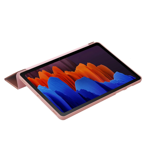 For Samsung Galaxy Tab S9+ / S10+ 3-Fold Holder Silicone Leather Tablet Case(Rose Gold)