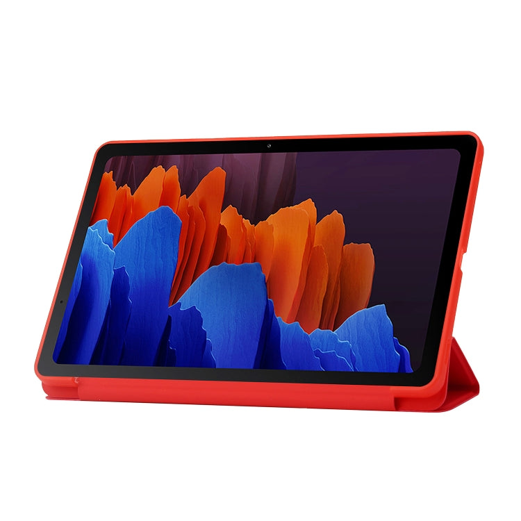 For Samsung Galaxy Tab S9+ / S10+ 3-Fold Holder Silicone Leather Tablet Case(Red)