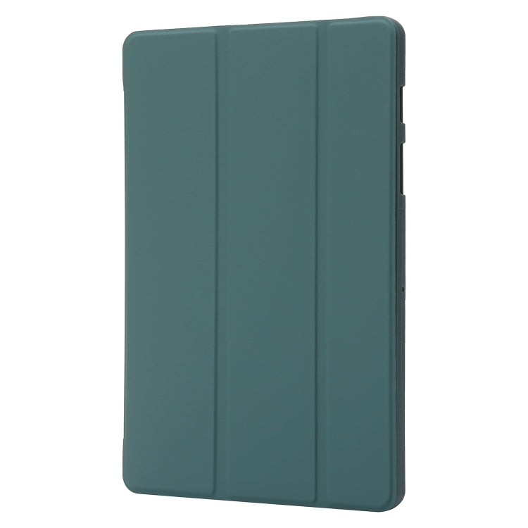 For Samsung Galaxy Tab S9+ / S10+ 3-Fold Holder Silicone Leather Tablet Case(Dark Green)