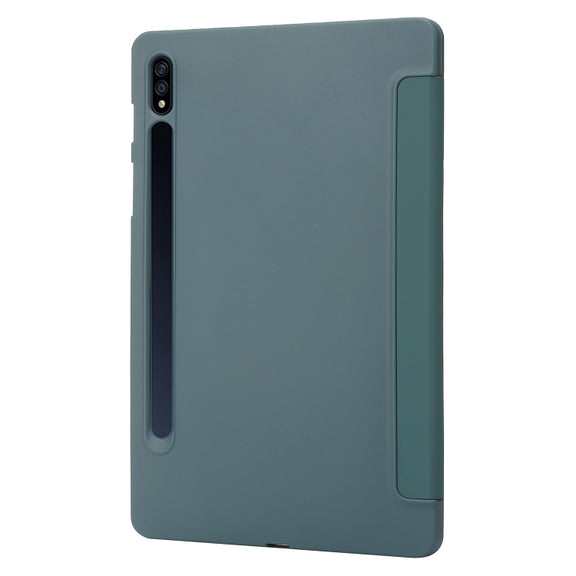 For Samsung Galaxy Tab S9+ / S10+ 3-Fold Holder Silicone Leather Tablet Case(Dark Green)