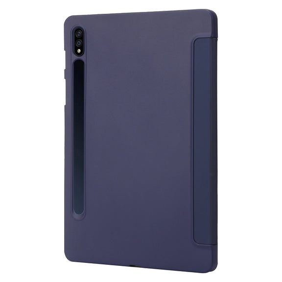 For Samsung Galaxy Tab S9+ / S10+ 3-Fold Holder Silicone Leather Tablet Case(Dark Blue)