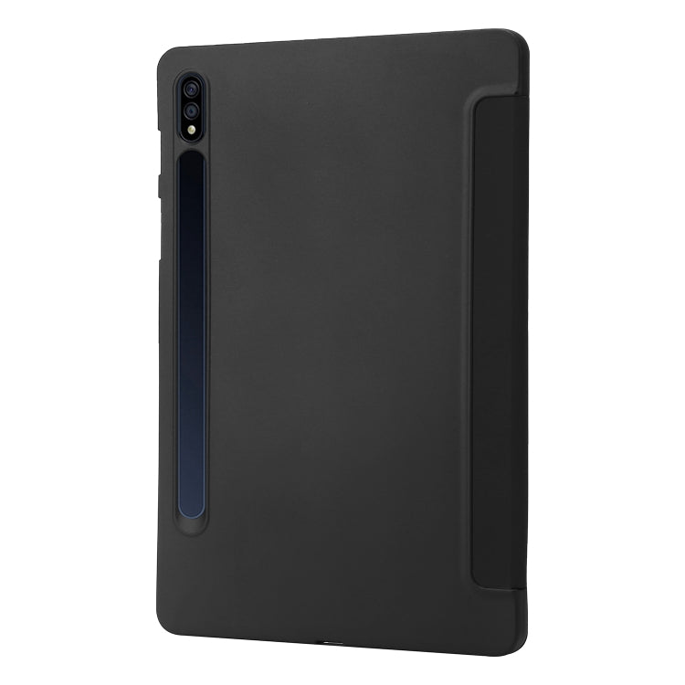 For Samsung Galaxy Tab S9+ / S10+ 3-Fold Holder Silicone Leather Tablet Case(Black)