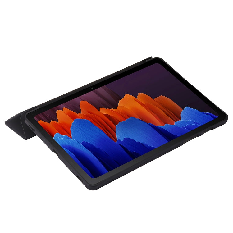 For Samsung Galaxy Tab S9+ / S10+ 3-Fold Holder Silicone Leather Tablet Case(Black)