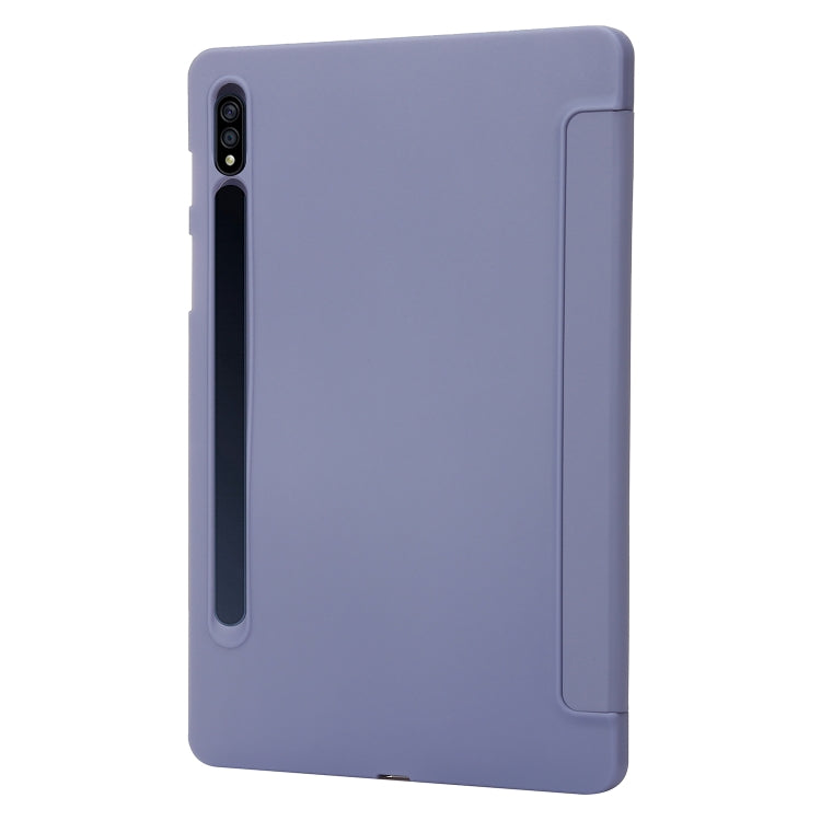 For Samsung Galaxy Tab S9+ / S10+ 3-Fold Holder Silicone Leather Tablet Case(Purple)