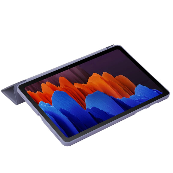 For Samsung Galaxy Tab S9+ / S10+ 3-Fold Holder Silicone Leather Tablet Case(Purple)