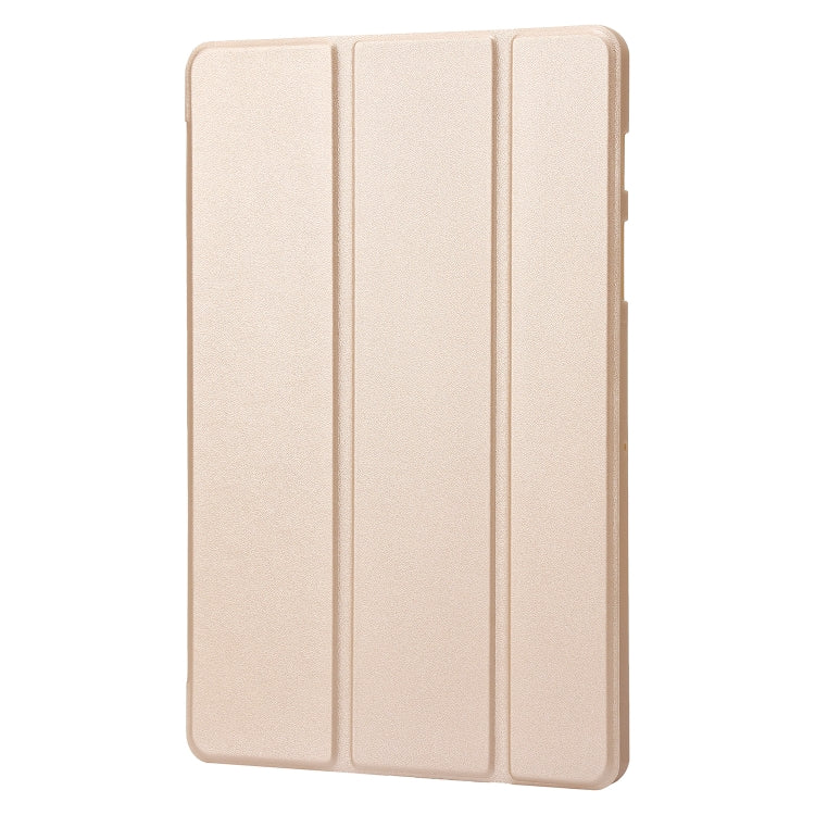 For Samsung Galaxy Tab S9 3-Fold Holder Silicone Leather Tablet Case(Gold)