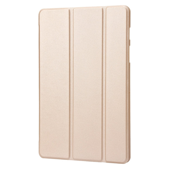 For Samsung Galaxy Tab S9 3-Fold Holder Silicone Leather Tablet Case(Gold)