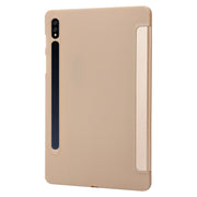 For Samsung Galaxy Tab S9 3-Fold Holder Silicone Leather Tablet Case(Gold)