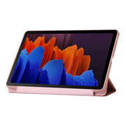 For Samsung Galaxy Tab S9 3-Fold Holder Silicone Leather Tablet Case(Rose Gold)