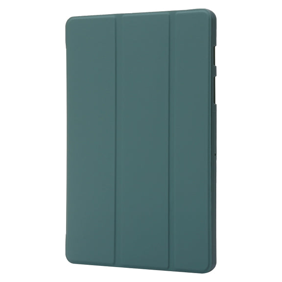 For Samsung Galaxy Tab S9 3-Fold Holder Silicone Leather Tablet Case(Dark Green)