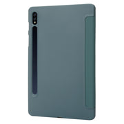 For Samsung Galaxy Tab S9 3-Fold Holder Silicone Leather Tablet Case(Dark Green)