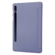 For Samsung Galaxy Tab S9 3-Fold Holder Silicone Leather Tablet Case(Purple)