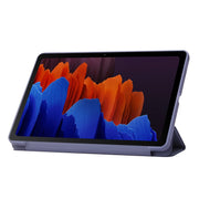 For Samsung Galaxy Tab S9 3-Fold Holder Silicone Leather Tablet Case(Purple)
