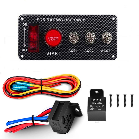5 in 1 12V Car Racing Ignition Switch Panel with Switch & Engine Start Button & Relay Wiring Harness