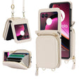 For Motorola Razr 40 Ultra Long and Short Lanyard Zipper Card Slot Foldable Phone Case(Beige) - Motorola Cases by PMC TechLife | Online Shopping South Africa | PMC TechLife | Buy Now Pay Later Mobicred