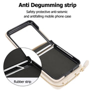 For Motorola Razr 40 Ultra Long and Short Lanyard Zipper Card Slot Foldable Phone Case(Beige)