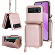 For Motorola Razr 40 Long and Short Lanyard Zipper Card Slot Foldable Phone Case(Pink) - Motorola Cases by PMC TechLife | Online Shopping South Africa | PMC TechLife | Buy Now Pay Later Mobicred