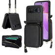 For Motorola Razr 40 Long and Short Lanyard Zipper Card Slot Foldable Phone Case(Black) - Motorola Cases by PMC TechLife | Online Shopping South Africa | PMC TechLife | Buy Now Pay Later Mobicred