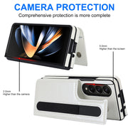 For Samsung Galaxy Z Fold4 Double Buckle Card Slot Foldable Phone Case with Pen Slot(White)