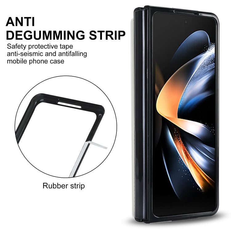 For Samsung Galaxy Z Fold4 Double Buckle Card Slot Foldable Phone Case with Pen Slot(White)
