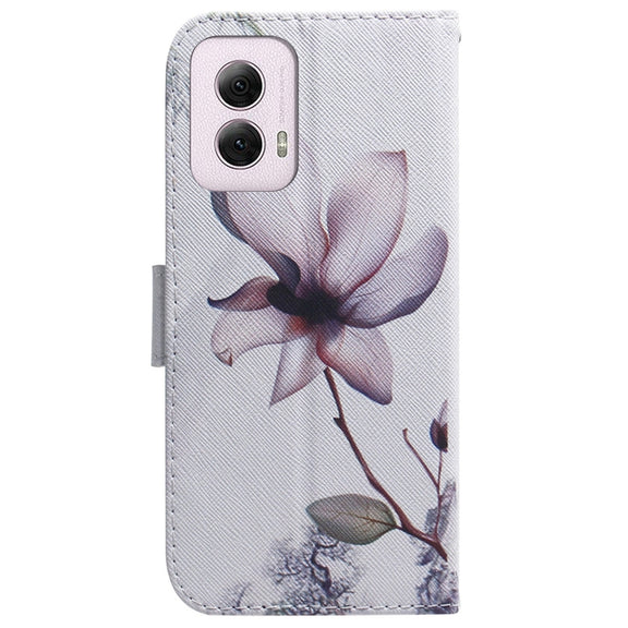 For Motorola Moto G Power 5G 2024 Coloured Drawing Flip Leather Phone Case(Magnolia)