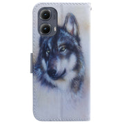 For Motorola Edge 2024 Coloured Drawing Flip Leather Phone Case(White Wolf)